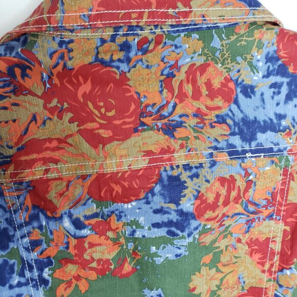 NWOT LAL Live a Little Lightweight Floral Jean Denim Jacket Snap Closure Size M - Picture 6 of 13